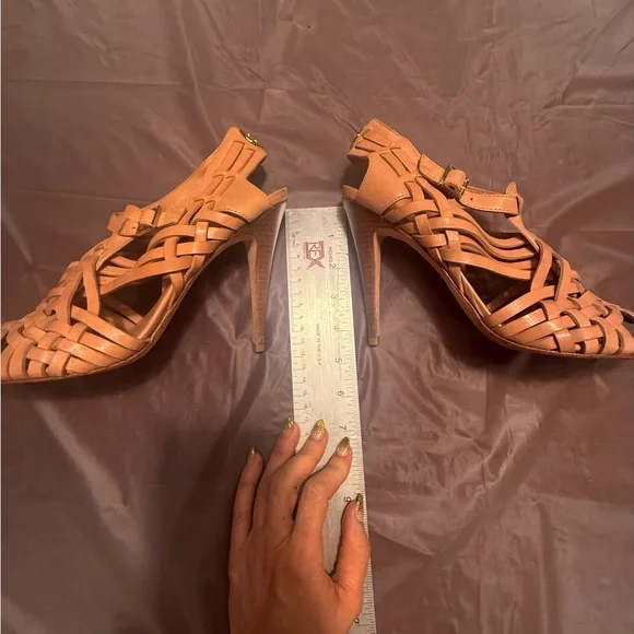 Tory Burch Nadia Huarache Leather Sandal Royal Tan Size 9.5 MSRP $325 - Picture 7 of 12